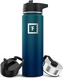 Edelstahl Trinkflasche mit Strohhalm - 650/950/1200/1800 ml - Kohlensäure...