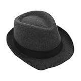 BESPORTBLE Retro Fedora Hut Herren Damen Vintage Jazz Flat Brim Classic...
