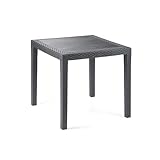 Quadratischer Outdoor-Tisch, Struktur aus Hartharz mit Rattan-Effekt, Made...