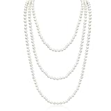 VerLuky 2 Stück 150cm Weisse Perlenkette, elegante Künstliche...
