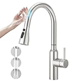 CREA Touch Sensor Wasserhahn Armatur Küche ausziehbar, Küchenarmatur mit...