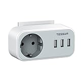 TESSAN USB Steckdose, USB Mehrfachstecker mit 1 Schuko und 3 USB...