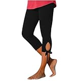 Stretch-Capri-Leggings 2025, trendig, einfarbig, mit Schleife, hohe Taille,...
