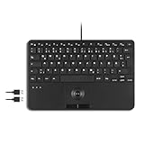 Perixx PERIBOARD-526 DE, kabelgebundene Mini-USB-Tastatur mit Trackball -...