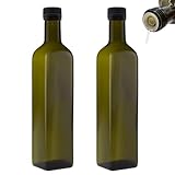 2x Ölflasche 500ml mit Ausgießer grün/braune Ölspender Glasflasche mit...