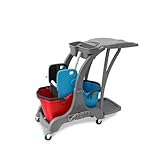 Hypafol Reinigungswagen mit 2×25 l Doppelfahreimer | inkl. Moppresse,...