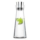 Emsa 515675 Flow Slim Glaskaraffe | 1 Liter | Automatische Verschlussklappe...