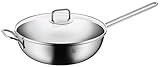 WMF Wok Induktion 30 cm, Wok mit Glasdeckel, Cromargan Edelstahl poliert,...