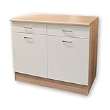 ANDY Moderner Unterschrank Küche 2-türig in Eiche Sonoma Optik, Weiß...