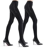 2 Pairs Ultra Opaque Tights for Women - 80D Microfiber Control Top...