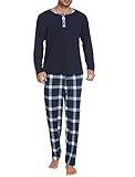 Ekouaer Herren Pyjama Set Herren Schlafanzug 2er Pack Regular Fit Pyjama...