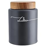 KHG Zucker Aufbewahrung, Zuckerdose Keramik Steingut poliert Anthrazit Grau...