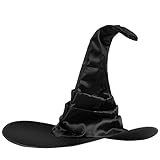 JOFONY Halloween Hexenhut, Schwarz Hexen Hut mit Schleier,Hexen Accessoires...