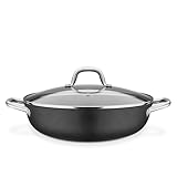 GSW 716499 Servierpfanne Robusta 30cm mit Glasdeckel, Gusseisen, Edelstahl...