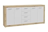Forte BACCIO Kommode 200, modernes Sideboard mit 4 Schubladen und Türen,...