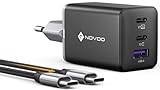 NOVOO 67W USB C Ladegerät 3-Port GaN Ⅲ USB C Netzteil Schnellladegerät...