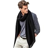LA FERANI Herren Kaschmirschal dünn Frühling 185x65 Kaschmirschal Schwarz...