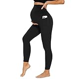 DDOBB Damen Umstandsleggings mit Taschen High Waist Umstandshose...