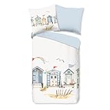 Traumschlaf Bettwäsche Strandhäuser maritim 1 Bettbezug 135 x 200 cm + 1...