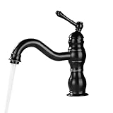 Wasserhahn Bad Schwarz Retro Waschtischarmatur Messing Einhebelmischer...