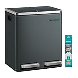 SONGMICS Mülleimer Küche, 2 x 15 Liter, Mülltrennsystem 2 Fächer,...