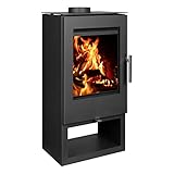 7 kW Kaminofen EWO X100 - Holzofen mit Holzfach - Kleiner Kamin für...