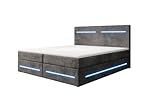 Luxusbetten24 Boxspringbett Lara 140x200 mit Stauraum und LED-Beleuchtung |...
