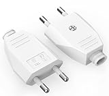 Eurostecker 2 Stück, Eurostecker Flach Weiß 2 Polig Flachstecker 250V...