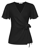 Damen Leicht Sommer Shirt Chiffon Kurzarm Blusenshirt Klassischer...