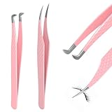 Ziyonix 2 Stück Wimpern Pinzette Professionelle Wimpernpinzette Edelstahl...