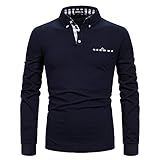 APAELEA Poloshirt Herren Langarm Baumwolle Golf T-Shirt Casual Tops,Navy...