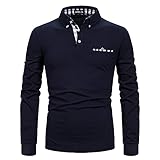 APAELEA Poloshirt Herren Langarm Baumwolle Golf T-shirt Casual Tops,Navy...