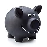 1x Sparschwein aus Keramik, Schwarz | Tafellack zum Beschriften inkl....