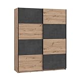 FORTE RAVEN Schrank 170, Kleiderschrank, Schwebetürenschrank Industrial...