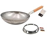 Grillfürst Wok Pfanne aus Edelstahl Ø 30 cm - mit Holzgriff -...