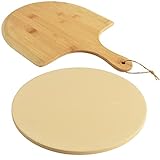 homEdge Pizzastein-Set, robuster runder Cordierit-Backstein für Brot,...