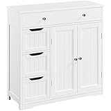 Yaheetech Badezimmerschrank Badschrank mit 4 Schubladen & 1 Schrank und...