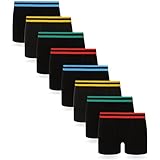 FM London Jungen Hipster Boxershorts (8er Pack) Boxer Shorts, Schwarz, XXL...