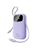 Baseus Powerbank 20000mAh 45W mit integriertem USB-C Kabel, QPow3 Power...