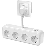 Steckdosenadapter mit USB, Doppelstecker für Steckdose, 7 in 1...