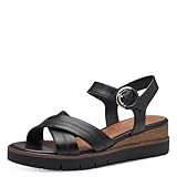 Tamaris Damen Plateau Sandalen Leder Sommer; BLACK LEATHER/schwarz; 40 EU