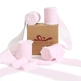 Pretty Jolly Pinkes Chiffonband zum Verpacken von Geschenken, 4 Rollen, 5,1...