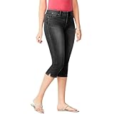 Damen Soft Denim Capri Jeans für Frauen Hohe Taille Slim Straight Stretchy...