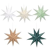 5 Stück Papiersterne Weihnachten, 30cm Faltstern Weihnachten Dekoration, 9...