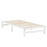 Homestyle4u Holzbett 90x200 Weiß Palettenbett Bettgestell mit Lattenrost...