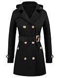 Tuopuda Damen Trenchcoat Jacke Wasserabweisender Langer Mantel Winddichter...