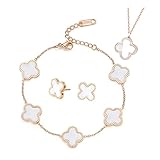 TOFBS Vierblättriges Kleeblatt Schmuckset für Damen und Mädchen 18K...