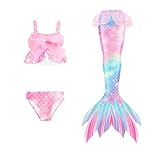 𝙈eerjung𝙛rau Flosse Mädchen Mit Badeanzug 3-Teiliges Set...