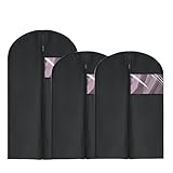 3 Stück Kleidersack, Kleiderhülle mit Klarem Fenster, Schwarz...
