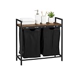 Relaxdays Wäschesammler, 2 ausziehbare Wäschekörbe, mit Ablage, HBT: 72...